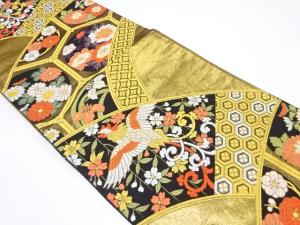 鳳凰に花丸模様織り出し袋帯